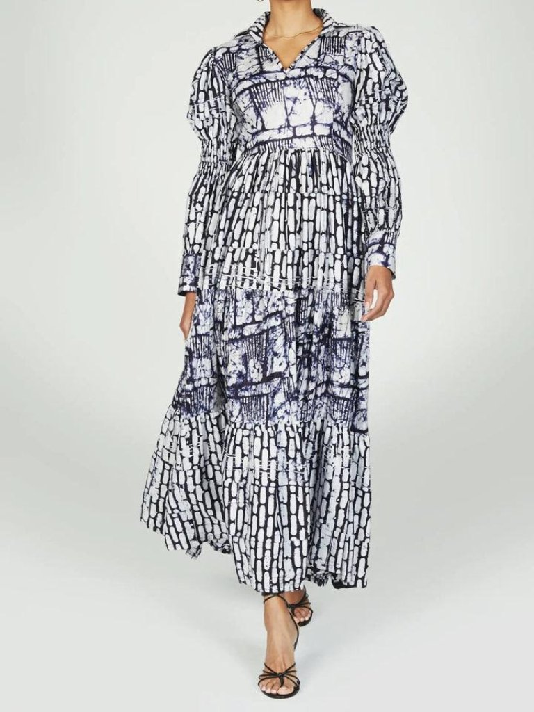 Busayo Olamide Print Maxi Dress Puff Sleeves